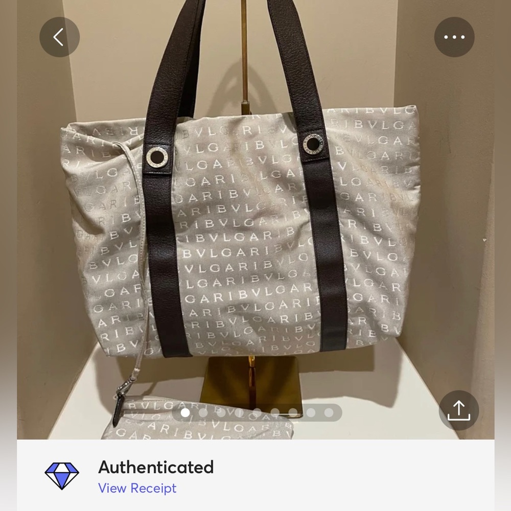 Bvlgari Beige Logomania Shoulder Tote Bag w/coin Pouch